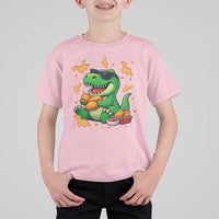 Funny Dinosaur Eating Chicken Nuggets T Shirt For Kid Food Lover Gift - Wonder Print Shop