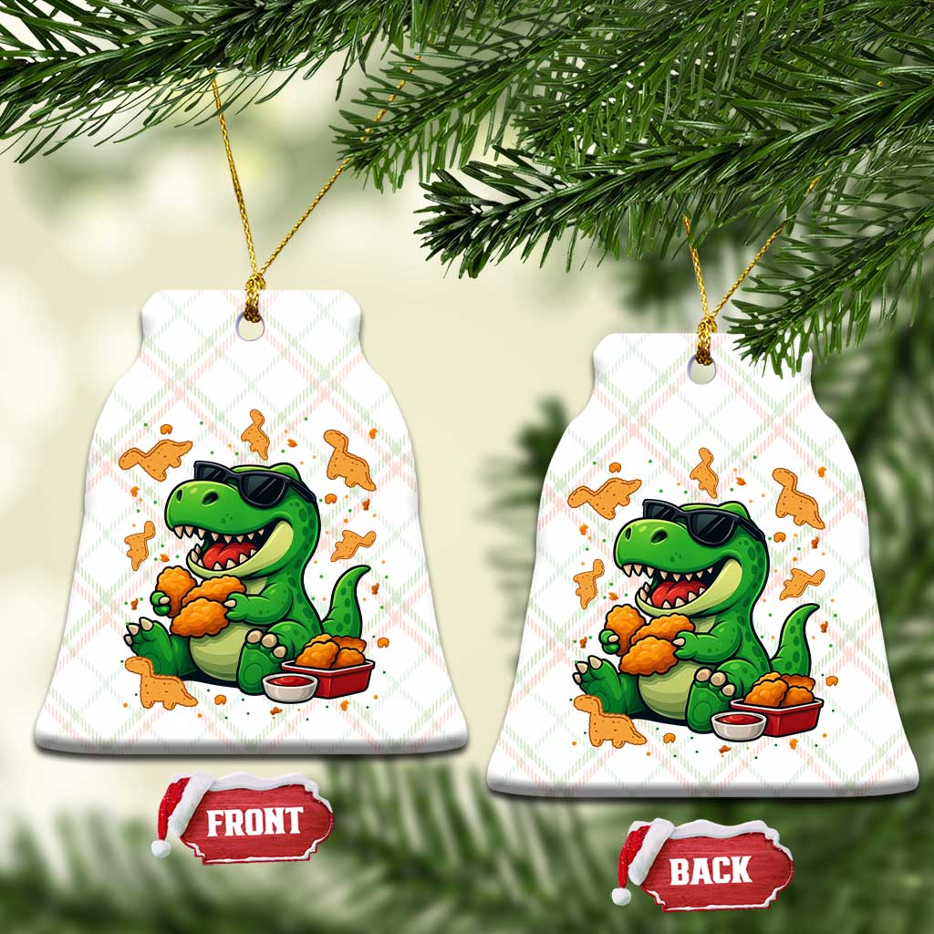 Funny Dinosaur Eating Chicken Nuggets Ceramic Ornament Food Lover Gift - Wonder Print Shop
