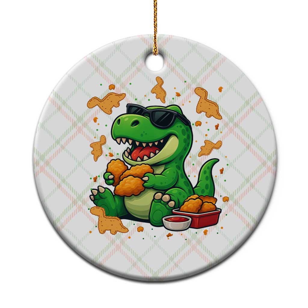 Funny Dinosaur Eating Chicken Nuggets Ceramic Ornament Food Lover Gift - Wonder Print Shop