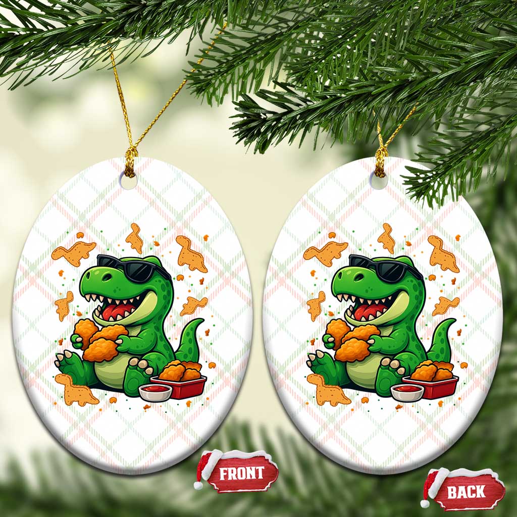 Funny Dinosaur Eating Chicken Nuggets Ceramic Ornament Food Lover Gift - Wonder Print Shop