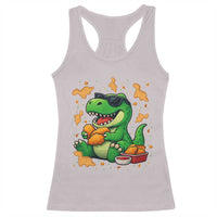 Funny Dinosaur Eating Chicken Nuggets Racerback Tank Top Food Lover Gift - Wonder Print Shop