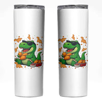 Funny Dinosaur Eating Chicken Nuggets Skinny Tumbler Food Lover Gift