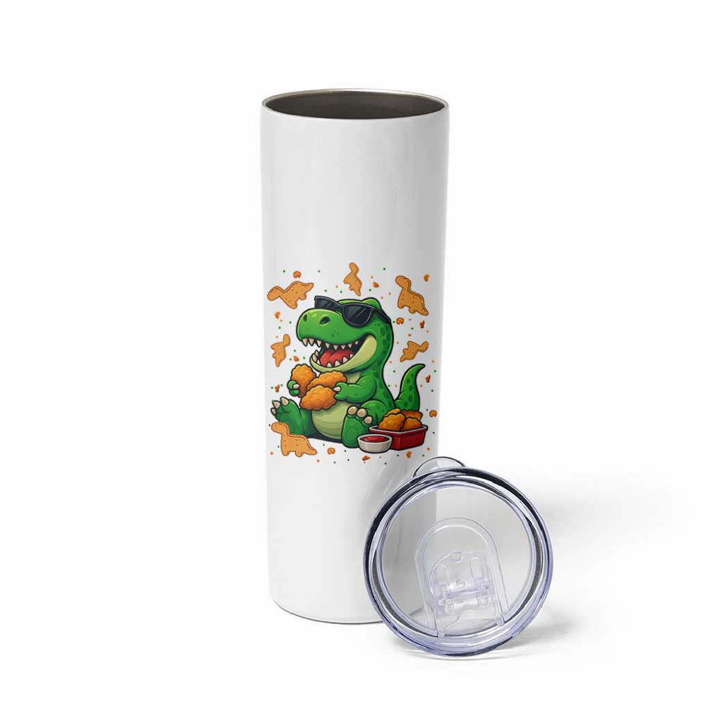 Funny Dinosaur Eating Chicken Nuggets Skinny Tumbler Food Lover Gift