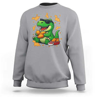 Funny Dinosaur Eating Chicken Nuggets Sweatshirt Food Lover Gift - Wonder Print Shop