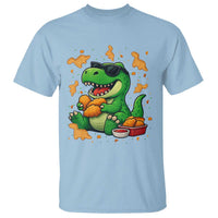 Funny Dinosaur Eating Chicken Nuggets T Shirt Food Lover Gift - Wonder Print Shop