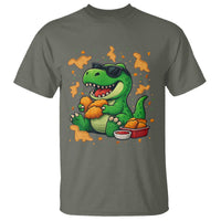 Funny Dinosaur Eating Chicken Nuggets T Shirt Food Lover Gift - Wonder Print Shop