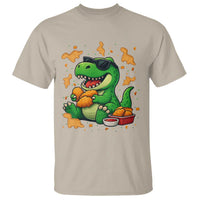 Funny Dinosaur Eating Chicken Nuggets T Shirt Food Lover Gift - Wonder Print Shop