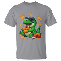 Funny Dinosaur Eating Chicken Nuggets T Shirt Food Lover Gift - Wonder Print Shop