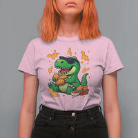 Funny Dinosaur Eating Chicken Nuggets T Shirt For Women Food Lover Gift - Wonder Print Shop