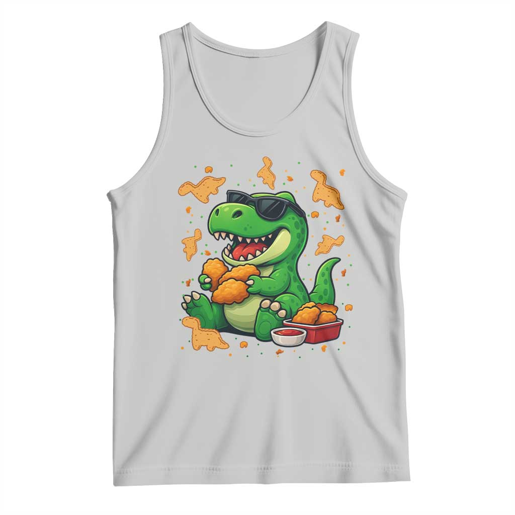 Funny Dinosaur Eating Chicken Nuggets Tank Top Food Lover Gift - Wonder Print Shop