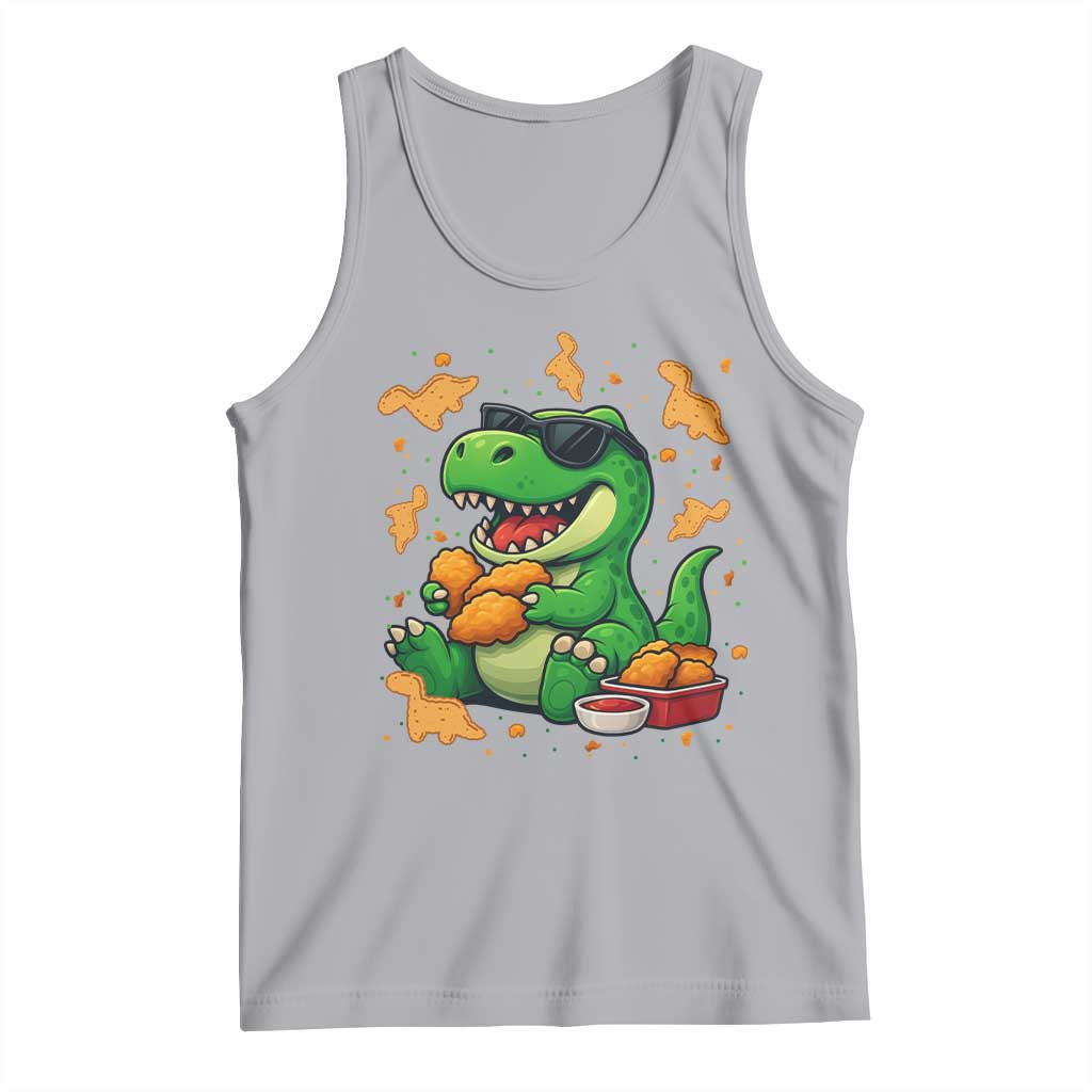 Funny Dinosaur Eating Chicken Nuggets Tank Top Food Lover Gift - Wonder Print Shop