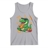 Funny Dinosaur Eating Chicken Nuggets Tank Top Food Lover Gift - Wonder Print Shop