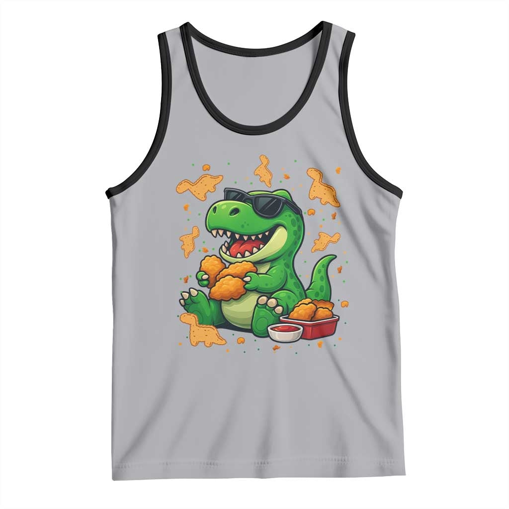 Funny Dinosaur Eating Chicken Nuggets Tank Top Food Lover Gift - Wonder Print Shop