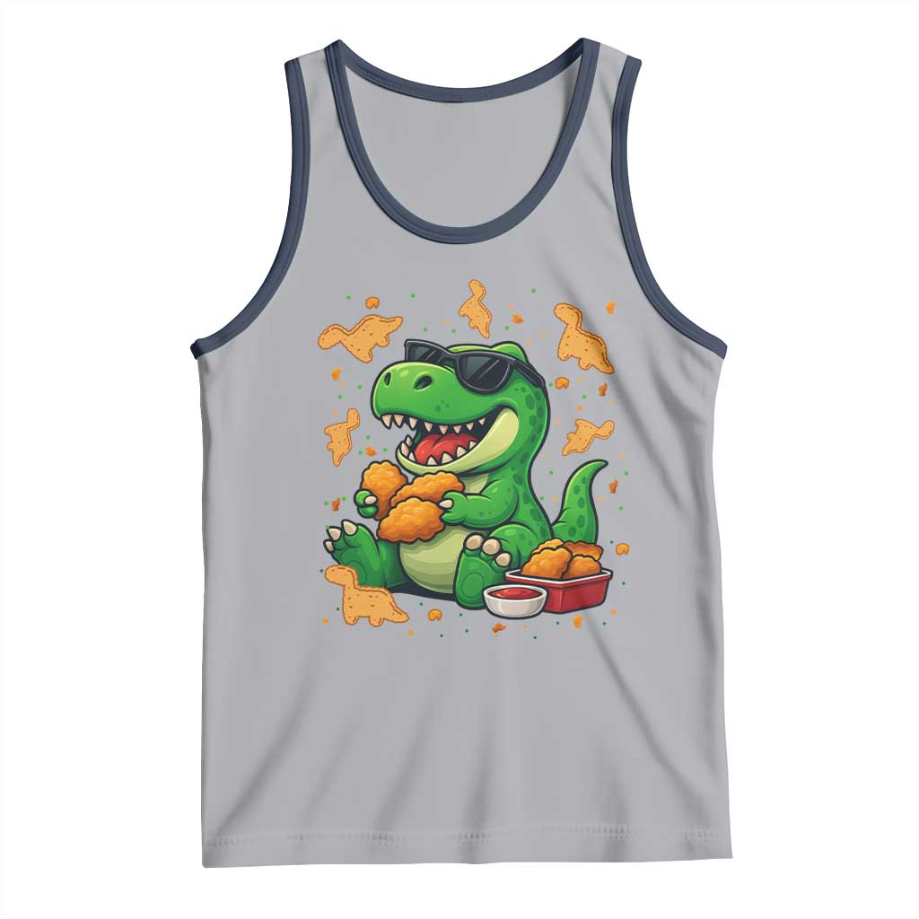 Funny Dinosaur Eating Chicken Nuggets Tank Top Food Lover Gift - Wonder Print Shop