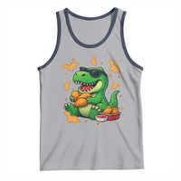 Funny Dinosaur Eating Chicken Nuggets Tank Top Food Lover Gift - Wonder Print Shop