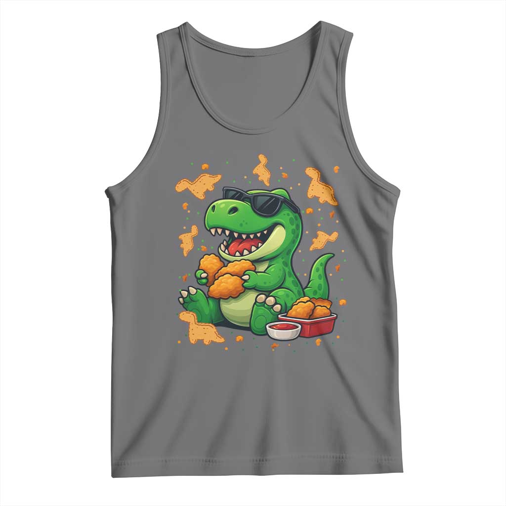 Funny Dinosaur Eating Chicken Nuggets Tank Top Food Lover Gift - Wonder Print Shop
