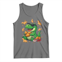 Funny Dinosaur Eating Chicken Nuggets Tank Top Food Lover Gift - Wonder Print Shop