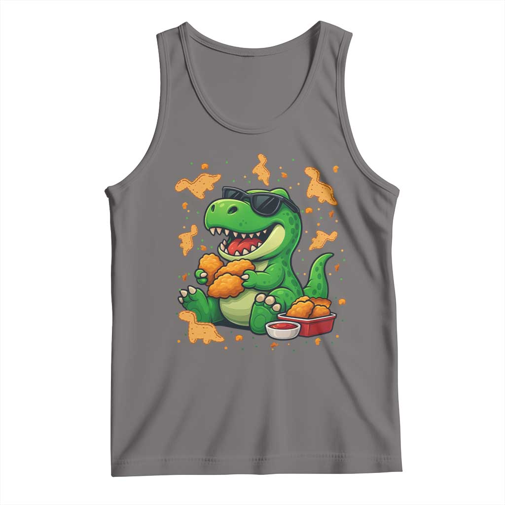 Funny Dinosaur Eating Chicken Nuggets Tank Top Food Lover Gift - Wonder Print Shop