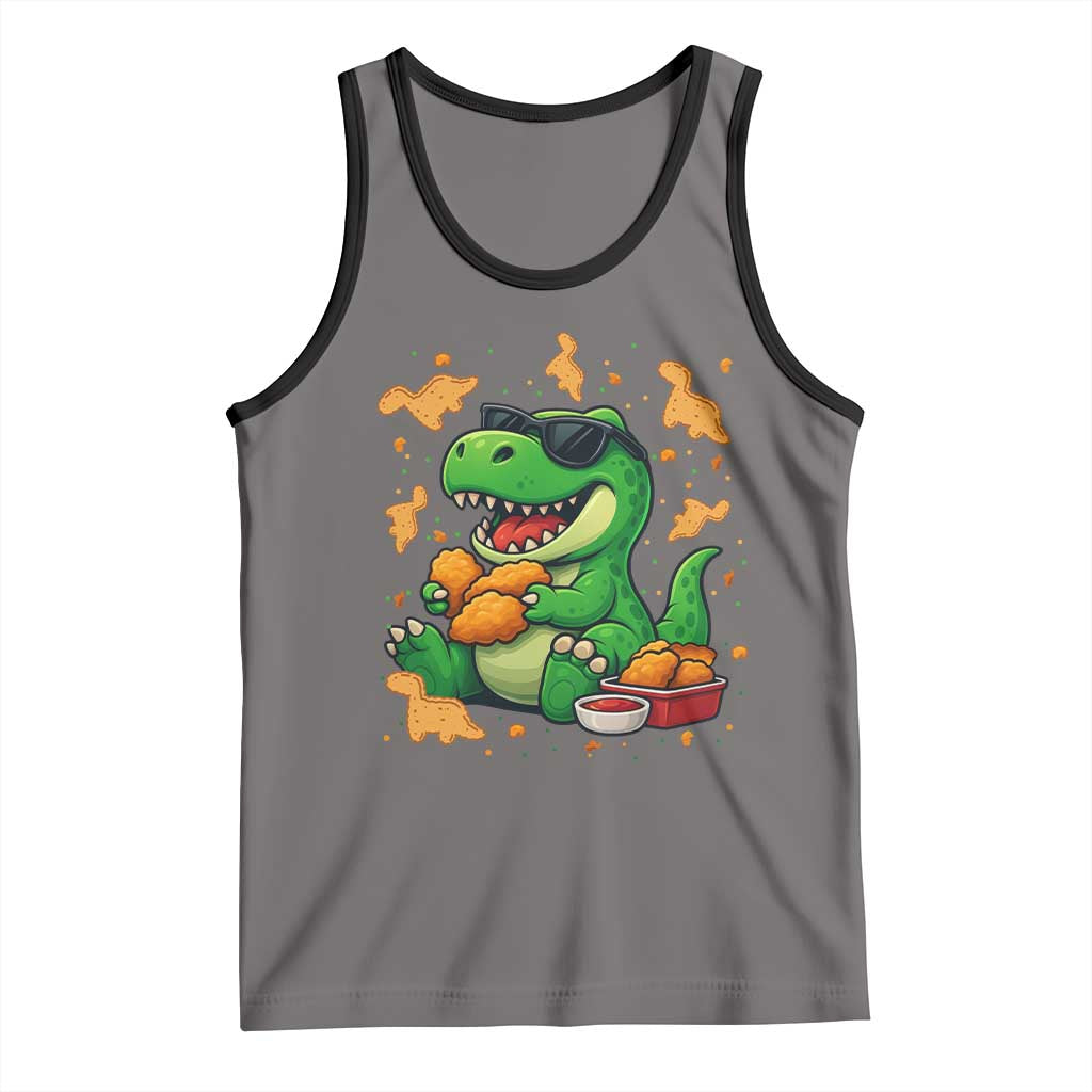 Funny Dinosaur Eating Chicken Nuggets Tank Top Food Lover Gift - Wonder Print Shop