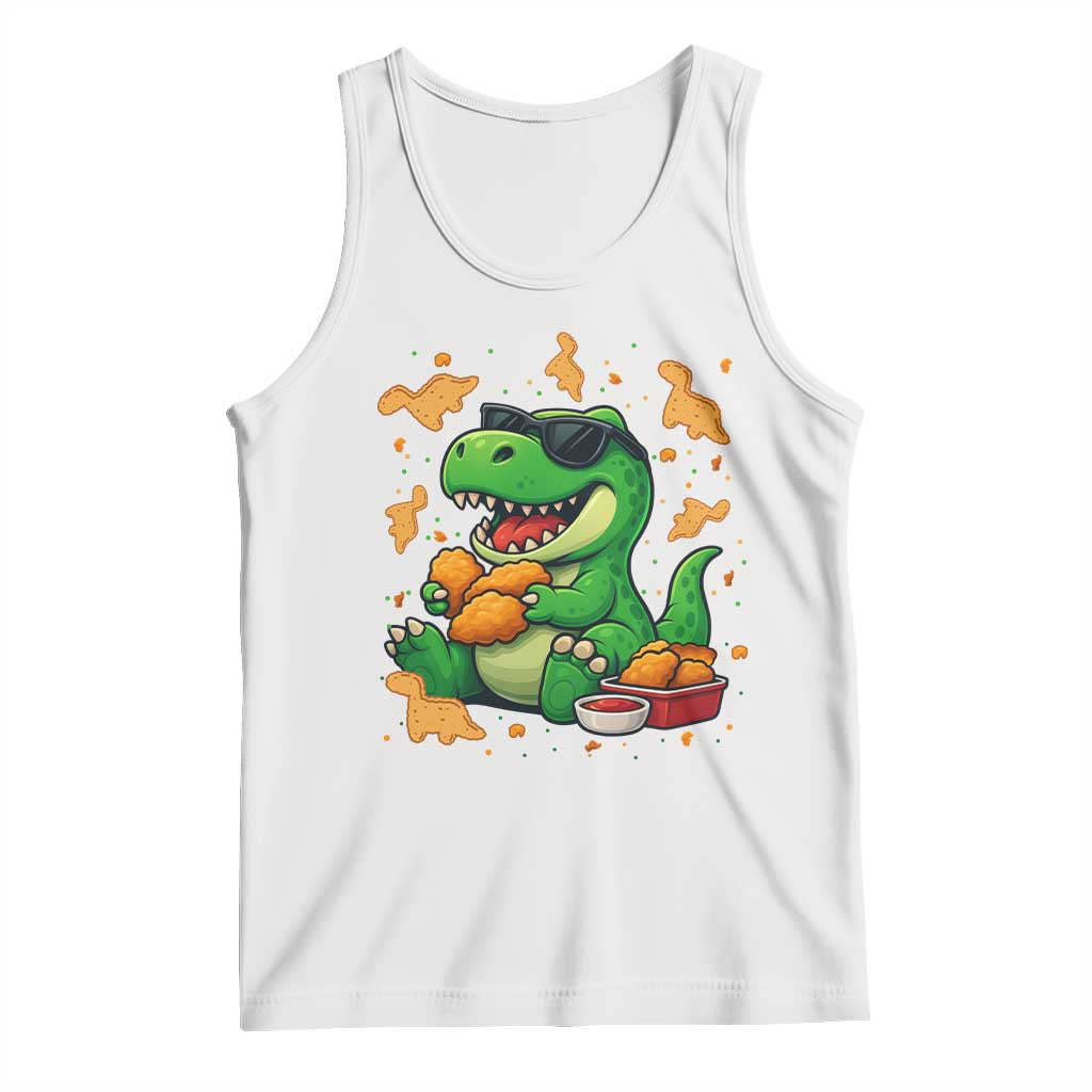Funny Dinosaur Eating Chicken Nuggets Tank Top Food Lover Gift - Wonder Print Shop