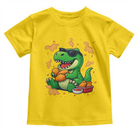 Funny Dinosaur Eating Chicken Nuggets Toddler T Shirt Food Lover Gift - Wonder Print Shop