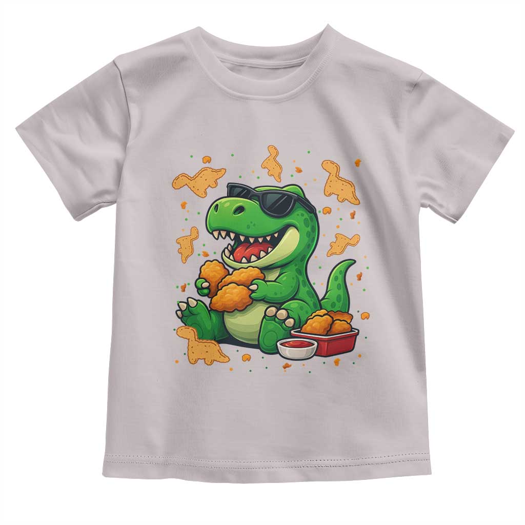Funny Dinosaur Eating Chicken Nuggets Toddler T Shirt Food Lover Gift - Wonder Print Shop