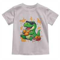 Funny Dinosaur Eating Chicken Nuggets Toddler T Shirt Food Lover Gift - Wonder Print Shop