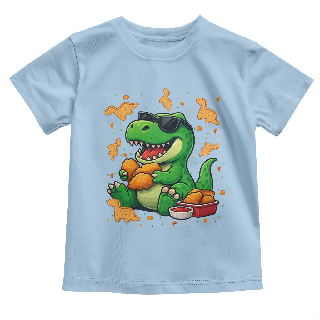 Funny Dinosaur Eating Chicken Nuggets Toddler T Shirt Food Lover Gift - Wonder Print Shop