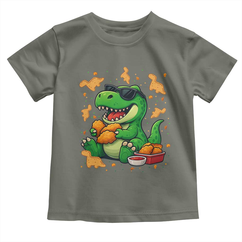 Funny Dinosaur Eating Chicken Nuggets Toddler T Shirt Food Lover Gift - Wonder Print Shop