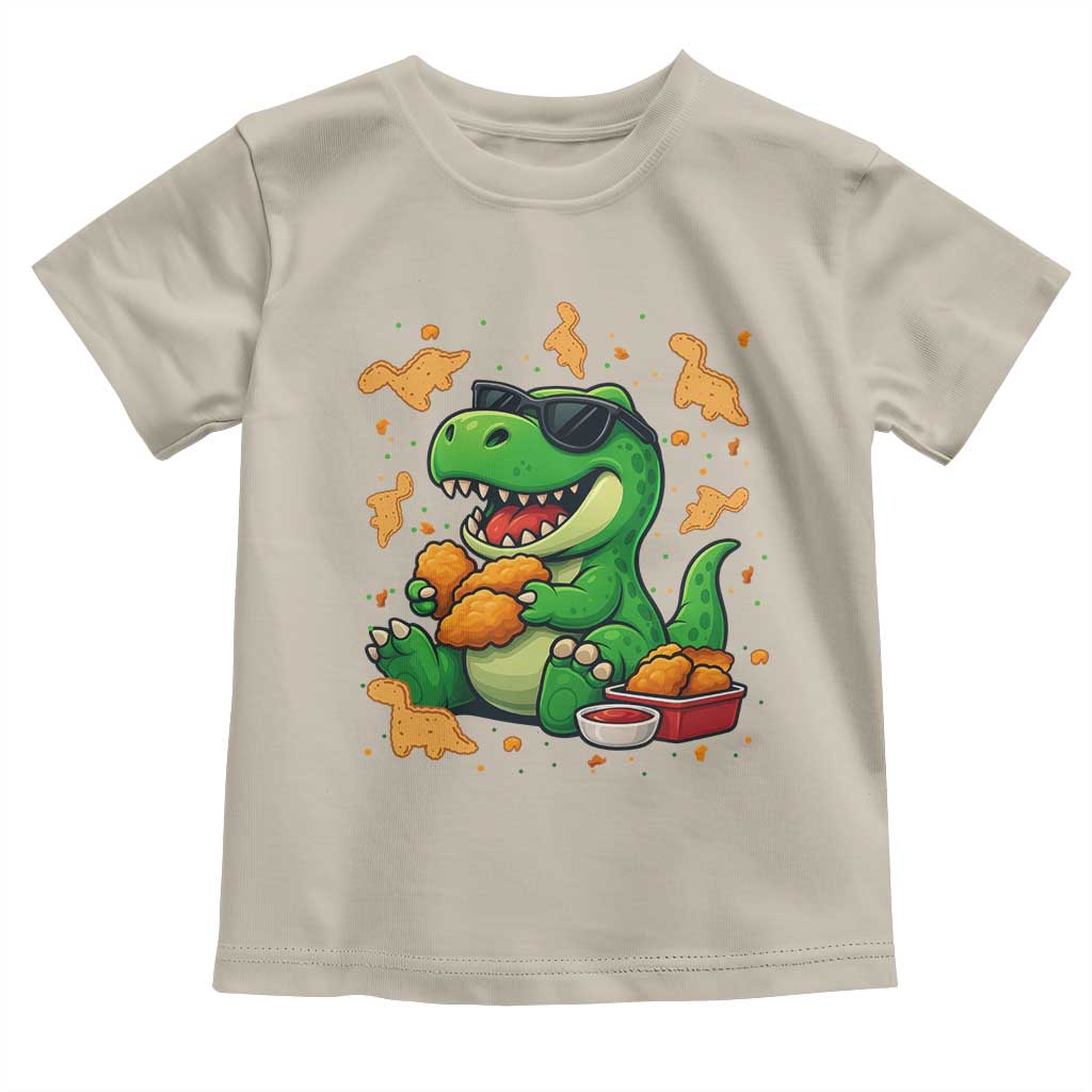 Funny Dinosaur Eating Chicken Nuggets Toddler T Shirt Food Lover Gift - Wonder Print Shop