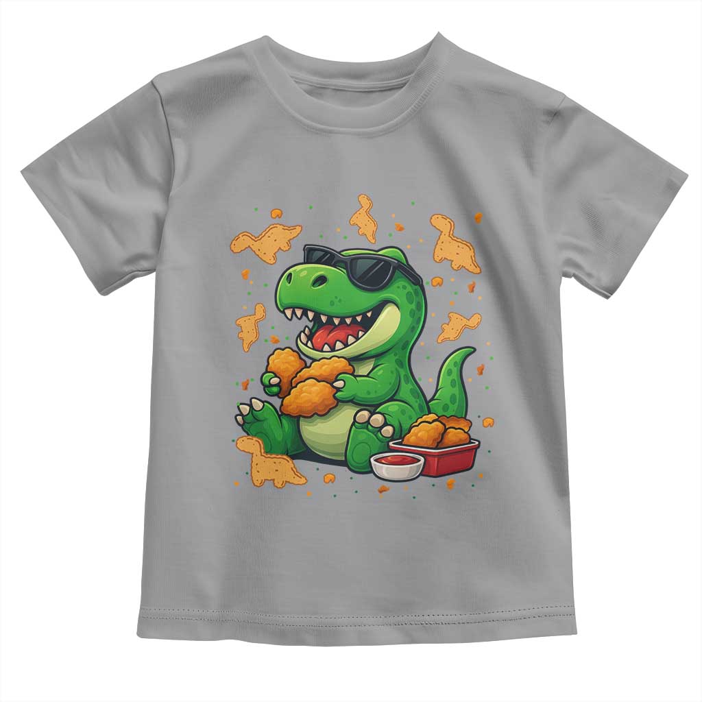 Funny Dinosaur Eating Chicken Nuggets Toddler T Shirt Food Lover Gift - Wonder Print Shop