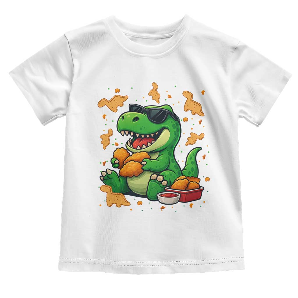 Funny Dinosaur Eating Chicken Nuggets Toddler T Shirt Food Lover Gift - Wonder Print Shop