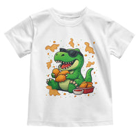Funny Dinosaur Eating Chicken Nuggets Toddler T Shirt Food Lover Gift - Wonder Print Shop