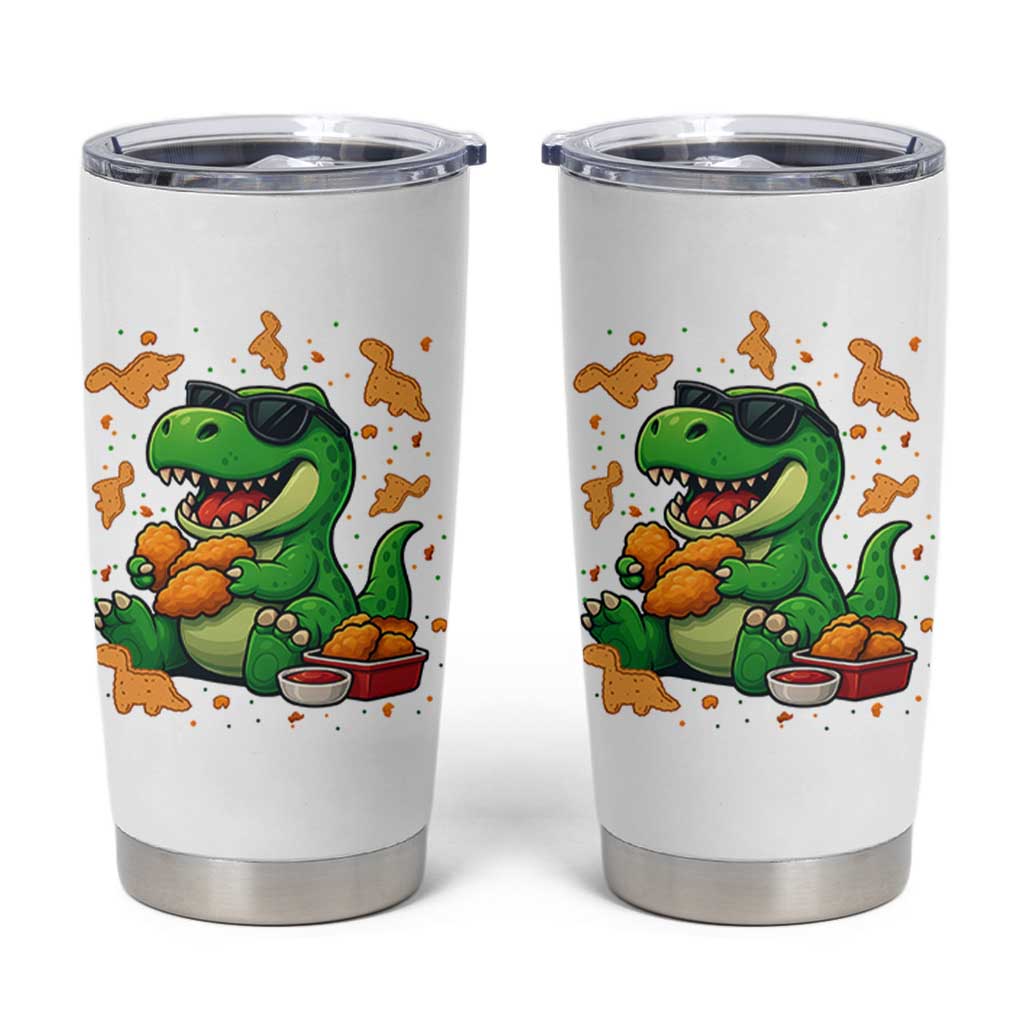 Funny Dinosaur Eating Chicken Nuggets Tumbler Cup Food Lover Gift
