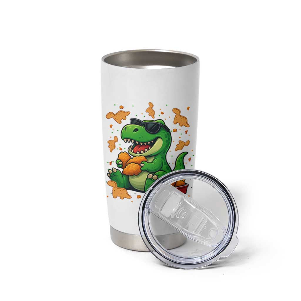 Funny Dinosaur Eating Chicken Nuggets Tumbler Cup Food Lover Gift