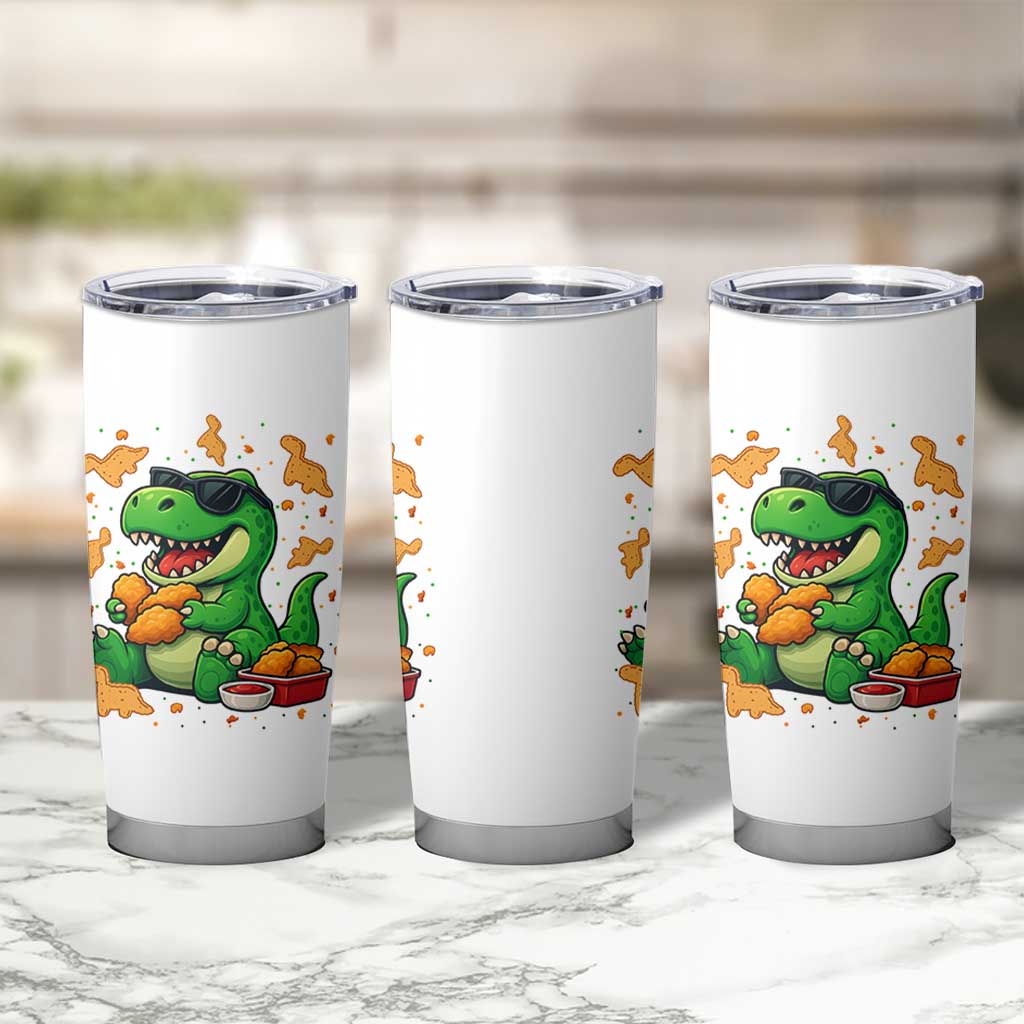 Funny Dinosaur Eating Chicken Nuggets Tumbler Cup Food Lover Gift