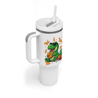 Funny Dinosaur Eating Chicken Nuggets Tumbler With Handle Food Lover Gift