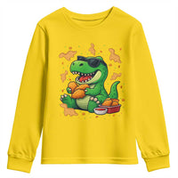 Funny Dinosaur Eating Chicken Nuggets Youth Sweatshirt Food Lover Gift - Wonder Print Shop