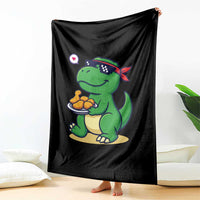 Cute Dinosaur Eating Chicken Nuggets Throw Blanket Food Humor Gift - Wonder Print Shop