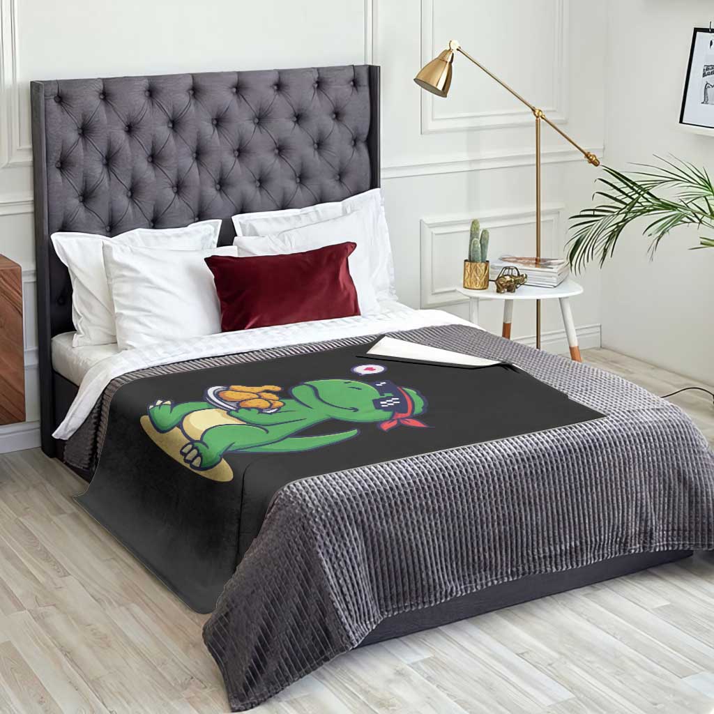 Cute Dinosaur Eating Chicken Nuggets Throw Blanket Food Humor Gift - Wonder Print Shop