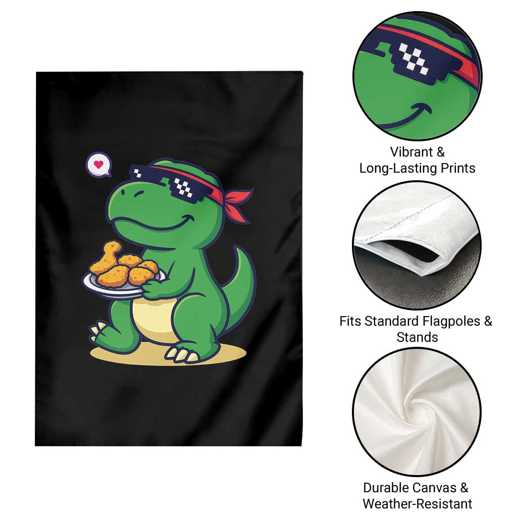 Cute Dinosaur Eating Chicken Nuggets Garden Flag Food Humor Gift - Wonder Print Shop
