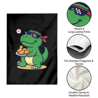 Cute Dinosaur Eating Chicken Nuggets Garden Flag Food Humor Gift - Wonder Print Shop