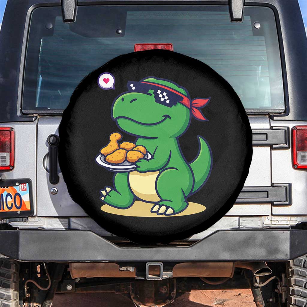 Cute Dinosaur Eating Chicken Nuggets Spare Tire Cover Food Humor Gift - Wonder Print Shop