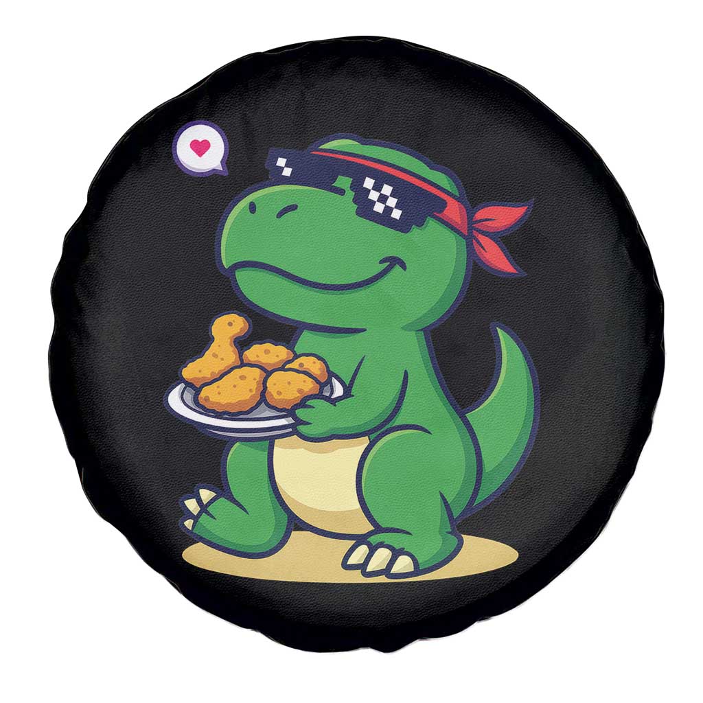 Cute Dinosaur Eating Chicken Nuggets Spare Tire Cover Food Humor Gift - Wonder Print Shop