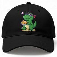 Cute Dinosaur Eating Chicken Nuggets Baseball Cap Food Humor Gift