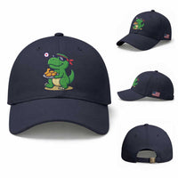 Cute Dinosaur Eating Chicken Nuggets Baseball Cap Food Humor Gift