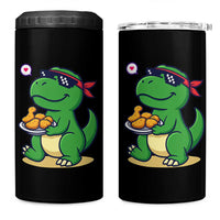 Cute Dinosaur Eating Chicken Nuggets 4 in 1 Can Cooler Tumbler Food Humor Gift