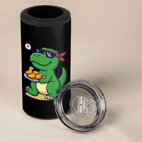 Cute Dinosaur Eating Chicken Nuggets 4 in 1 Can Cooler Tumbler Food Humor Gift