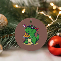 Cute Dinosaur Eating Chicken Nuggets Ceramic Ornament Food Humor Gift - Wonder Print Shop