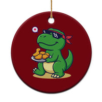 Cute Dinosaur Eating Chicken Nuggets Ceramic Ornament Food Humor Gift - Wonder Print Shop